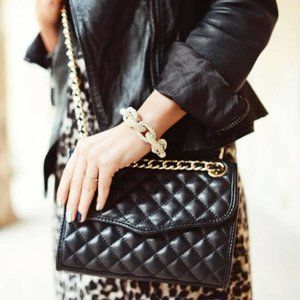 Rebecca Minkoff Mini Quilted Affair Convertible Crossbody Bag, Black/Gold